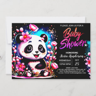 Whimsique Panda Enchantment Girl Baby Shower Inbjudningar