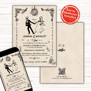 Whimsique Party Skeletons till döden Inbjudningar