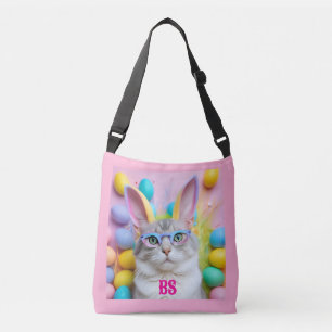 Whimsique Påsk Cat med Bunny Öron Axelväska