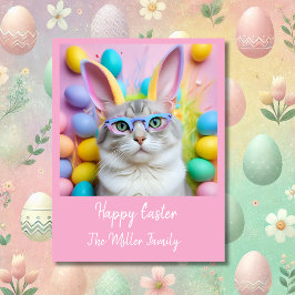 Whimsique Påsk Cat med Bunny Öron Julkort