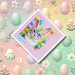 Whimsique Påsk Cat med Bunny Öron Pappersservett