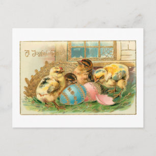 Whimsique Påsk Chicks w/Faux Guld Highlights Vykort