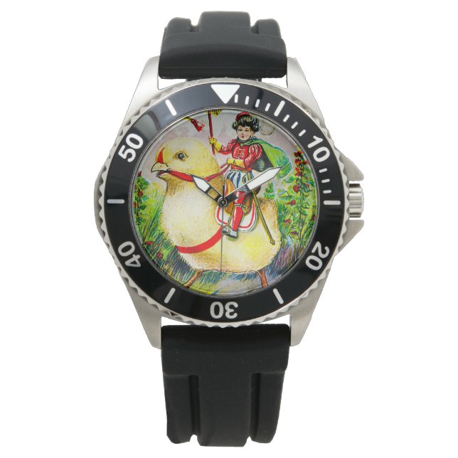 Whimsique Påsk Hälsning: Rider on Giant Chick Armbandsur (Framsida)