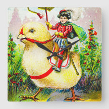 Whimsique Påsk Hälsning: Rider on Giant Chick