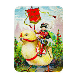 Whimsique Påsk Hälsning: Rider on Giant Chick Magnet