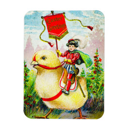 Whimsique Påsk Hälsning: Rider on Giant Chick Magnet