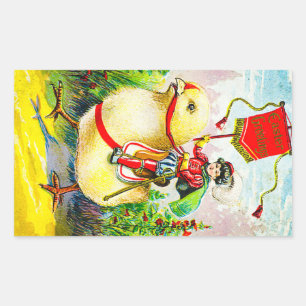 Whimsique Påsk Hälsning: Rider on Giant Chick Rektangulärt Klistermärke