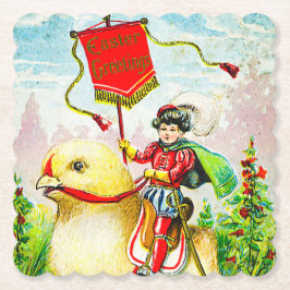 Whimsique Påsk Hälsning: Rider on Giant Chick Underlägg Papper