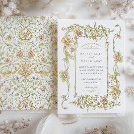 Whimsique Pastel Rococo Blommigt Bröllop Inbjudningar