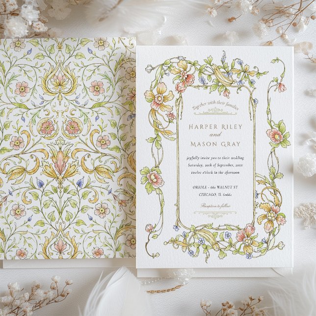 Whimsique Pastel Rococo Blommigt Bröllop Inbjudningar (Skapare uppladdad)