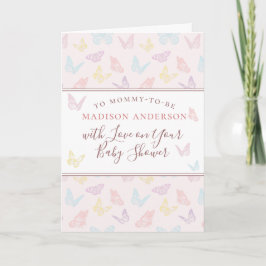 Whimsique Pastel Rosa Butterfly Girl Baby Shower Kort