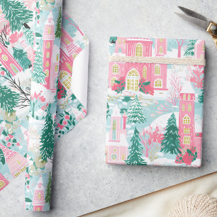 Whimsique Pastel Rosa Winter Town-jul Presentpapper