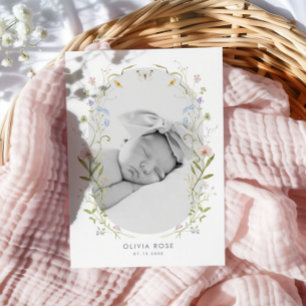Whimsique Pastel Wildblomme Ram Baby Shower Tack Kort