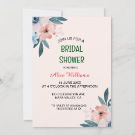 Whimsique Pastel Wildblomme Ram Möhippa Inbjudningar