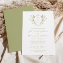 Whimsique Pastel Wildblommonogram Vapensköld Bröll