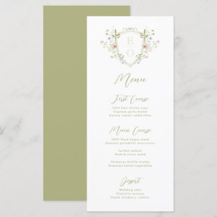 Whimsique Pastel Wildblommonogram Vapensköld Bröll Meny