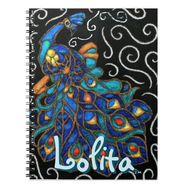 Whimsique Peacock Chalk Pastel Bird Personlig Anteckningsbok (Framsidan)