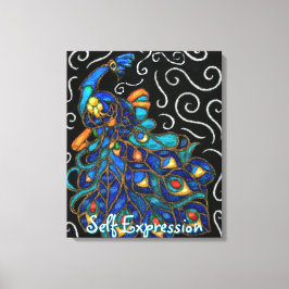 Whimsique Peacock Chalk Pastel Bird Personlig Canvastryck