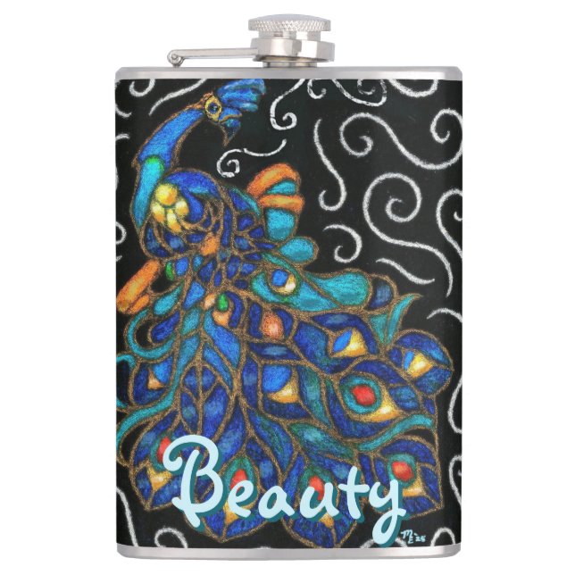 Whimsique Peacock Chalk Pastel Bird Personlig Fickplunta (Framsidan)