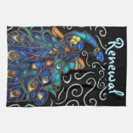 Whimsique Peacock Chalk Pastel Bird Personlig Kökshandduk