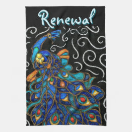 Whimsique Peacock Chalk Pastel Bird Personlig Kökshandduk