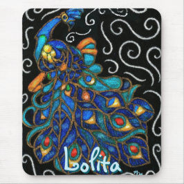 Whimsique Peacock Chalk Pastel Bird Personlig Musmatta