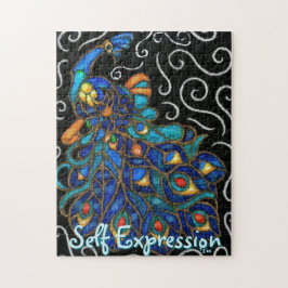 Whimsique Peacock Chalk Pastel Bird Personlig Pussel