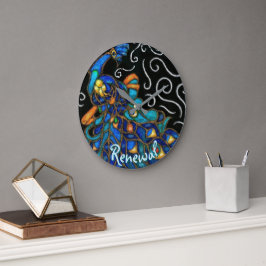 Whimsique Peacock Chalk Pastel Bird Personlig Stor Klocka