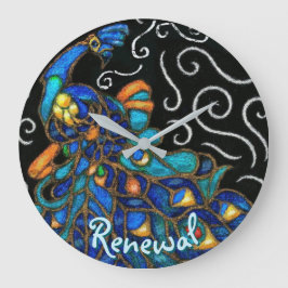 Whimsique Peacock Chalk Pastel Bird Personlig Stor Klocka
