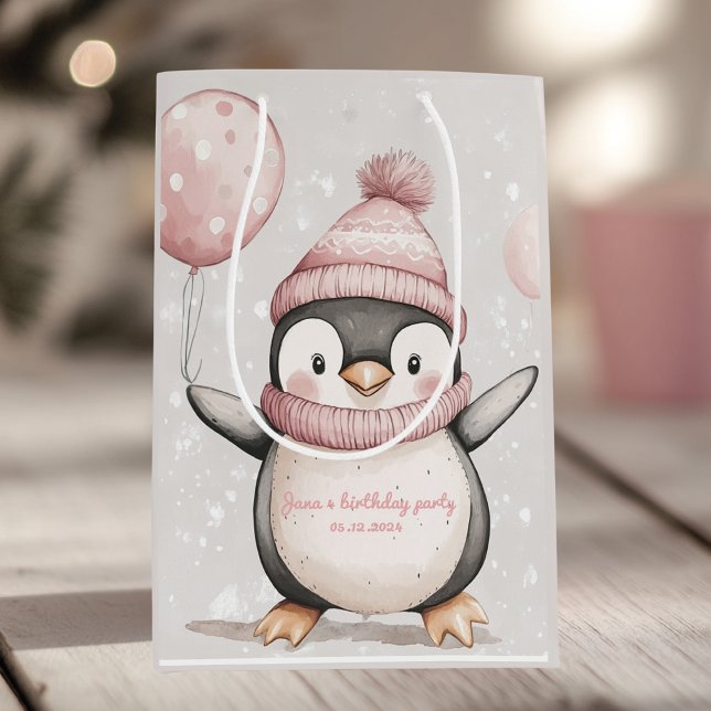 Whimsique Penguin Birthday | Vintagens Rosa (Skapare uppladdad)