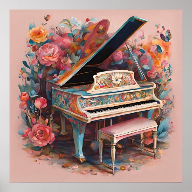 Whimsique Piano in Bloom Poster (Framsidan)