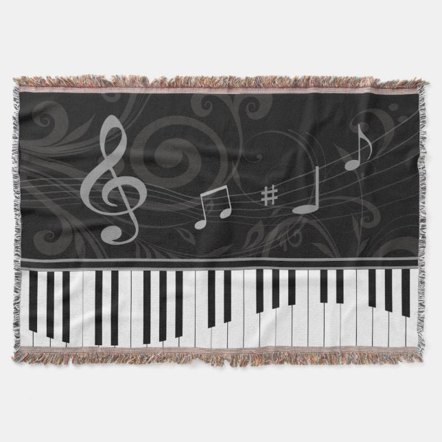 Whimsique Piano och Musik noter Filt (Framsidan)