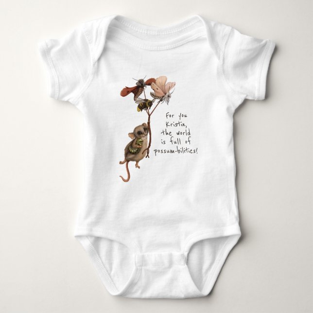 Whimsique Possum and Inspirational Äventyr Quote T Shirt (Framsida)