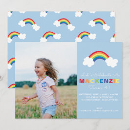 Whimsique Preppy Photo Girl Rainbow Födelsedagsfes Inbjudningar