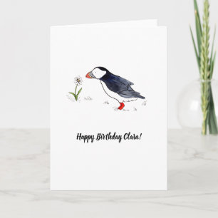 Whimsique Puffin anpassade Birthday Card Kort