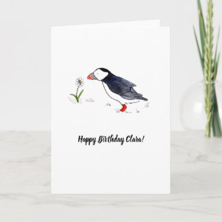 Whimsique Puffin anpassade Birthday Card Kort