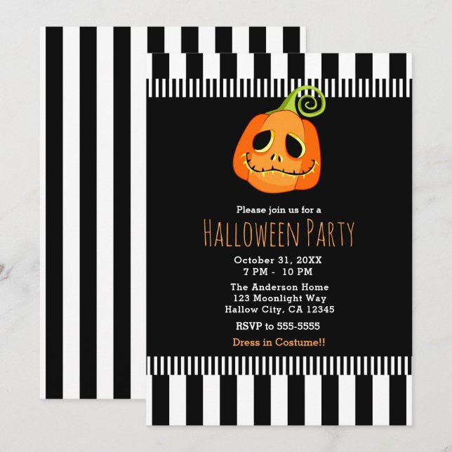 Whimsique Pumpkin Halloween fest Inbjudningar (Fram/baksida)