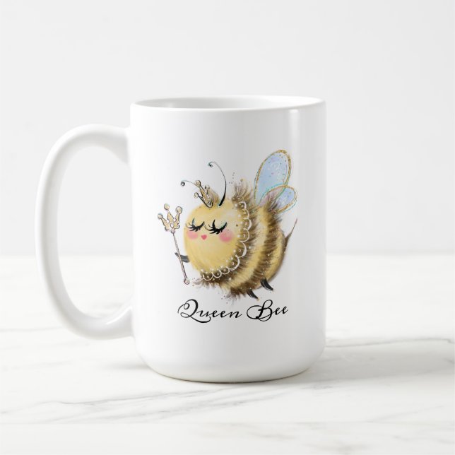 Whimsique Queen Bee med Krona och Trollspö Mugg (Vänster)