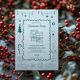 Whimsique Quirky Doodle Helgdag Inbjudningar