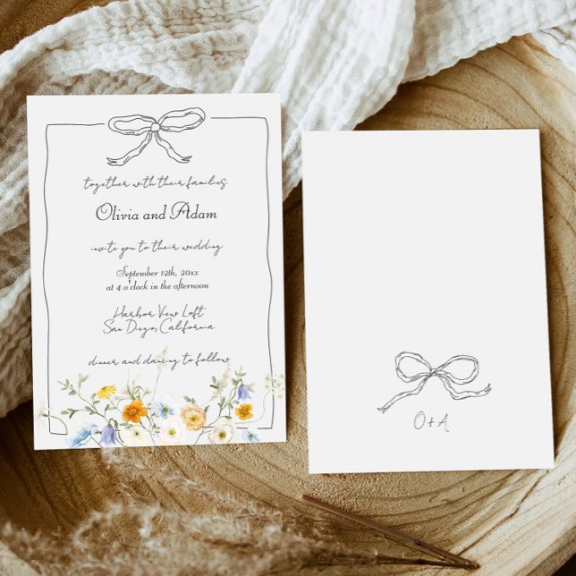 Whimsique Quirky Hand plockade Bow Wildblomma Bröl Inbjudningar (Skapare uppladdad)