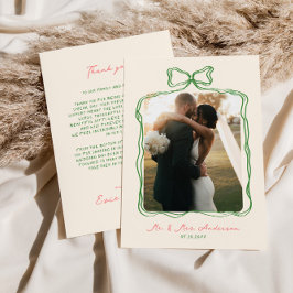 Whimsique Quirky Handskriftlig Bow Bröllop Tack Kort