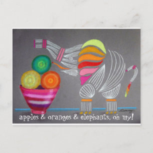 Whimsique Rainbow Elephant art on vycard Vykort