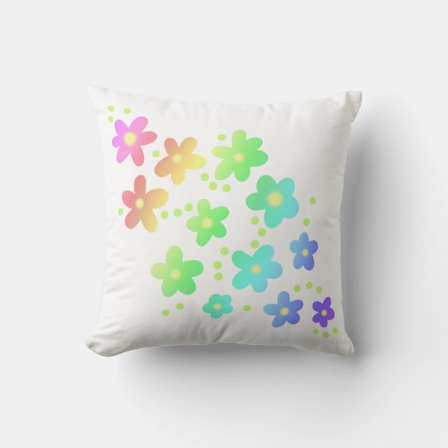 Whimsique Rainbow Flowers Dekorativ kudde (Framsida)