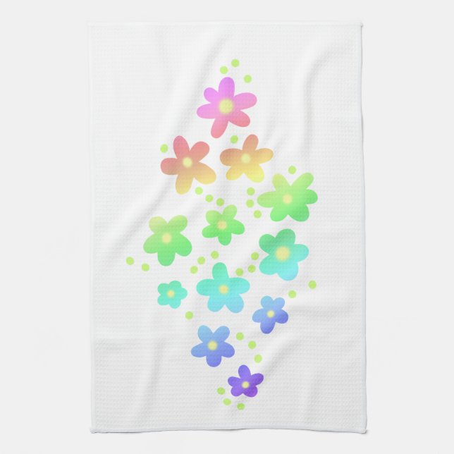 Whimsique Rainbow Flowers Kökshandduk (Vertikal)