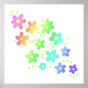 Whimsique Rainbow Flowers Poster