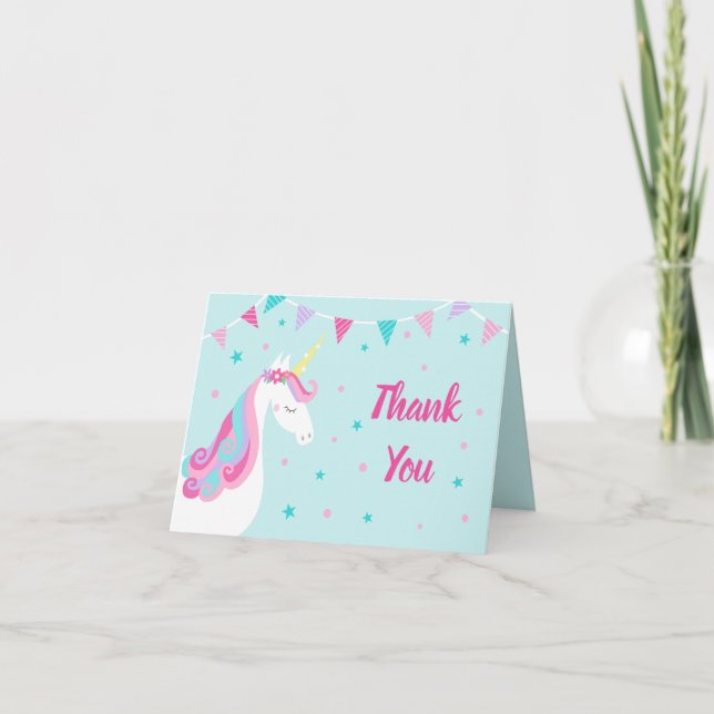 Whimsique Rainbow Unicorn Birthday Tack Kort (Framsida)
