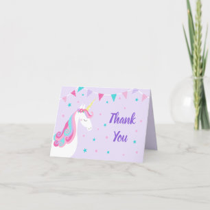 Whimsique Rainbow Unicorn Lila Birthday Tack Kort