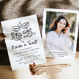 Whimsique Raise a Toast Photo Studentfest Inbjudningar