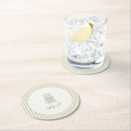 Whimsique Rand Grönt Bröllop Underlägg Papper Rund