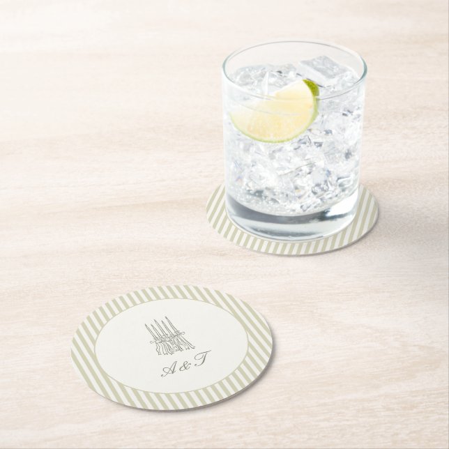 Whimsique Rand Grönt Bröllop Underlägg Papper Rund (Insitu)